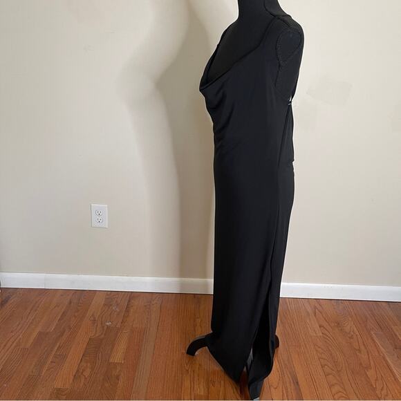 Abercrombie & Fitch Cowl Neck Strappy Midi Dress Black Size MT - Picture 8 of 12